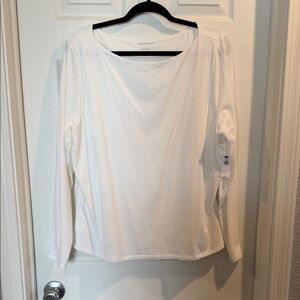 Banana Republic Boat Neck Long Sleeve Top — White, XL